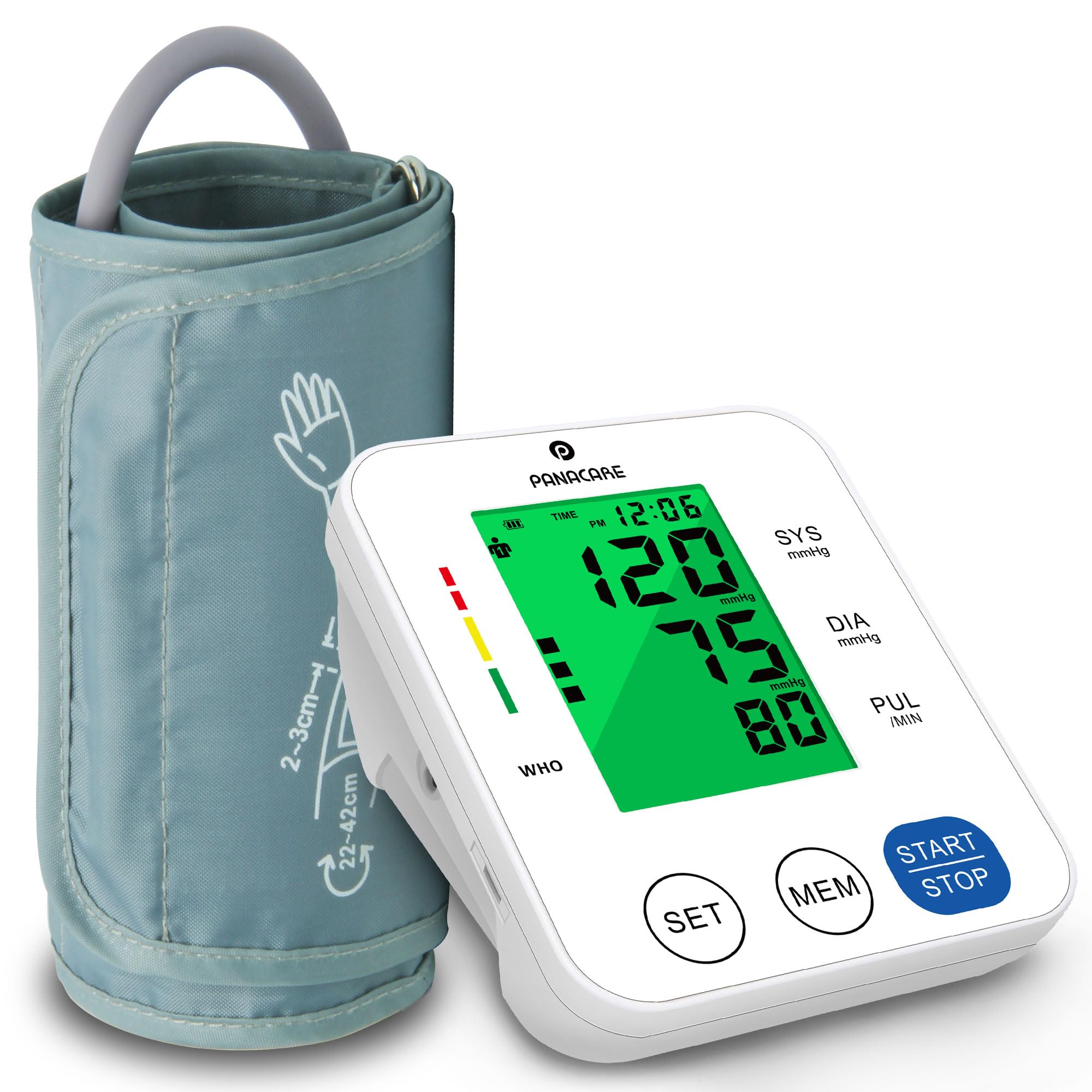 Photo 1 of P PANACARE Upper Arm Blood Pressure Monitor for Home Use, Adjustable Cuff (8.7–16.5 inches), Large Backlit Display, White