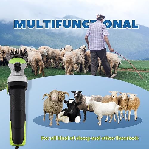 Miniatura 8 de LuzRise Tijeras de oveja profesionales (850 W, 2400 rpm, resistentes, con 4 cuchillas, 13 dientes rectos, 13 dientes curvos, 9 dientes rectos, 9