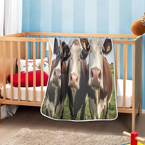 Miniatura 6 de Funny Cows - Manta de bebé para niñas y niños, suave, cálida, reversible, para recién nacido, niños pequeños, manta de viaje unisex para cuna,