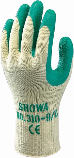 Showa 310 Green Latex Palm Coated Work Gloves, 7/Small