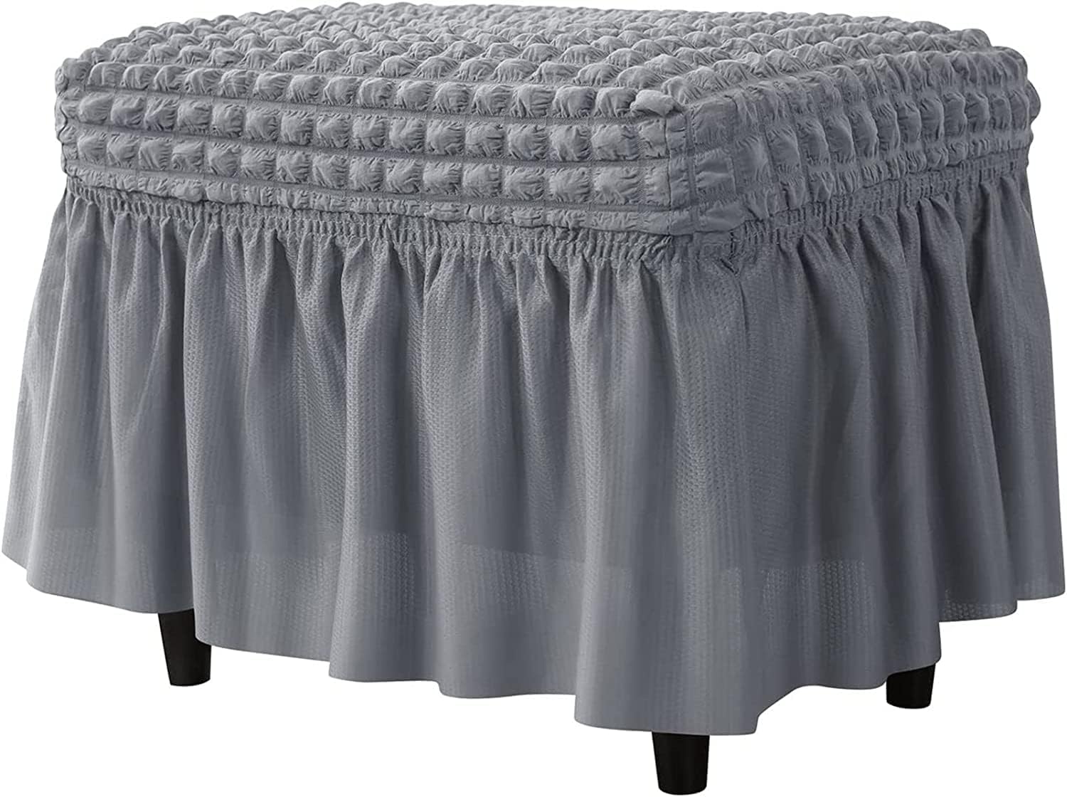 Seersucker Ottoman Cover, Stretch Rectangle Ottoman