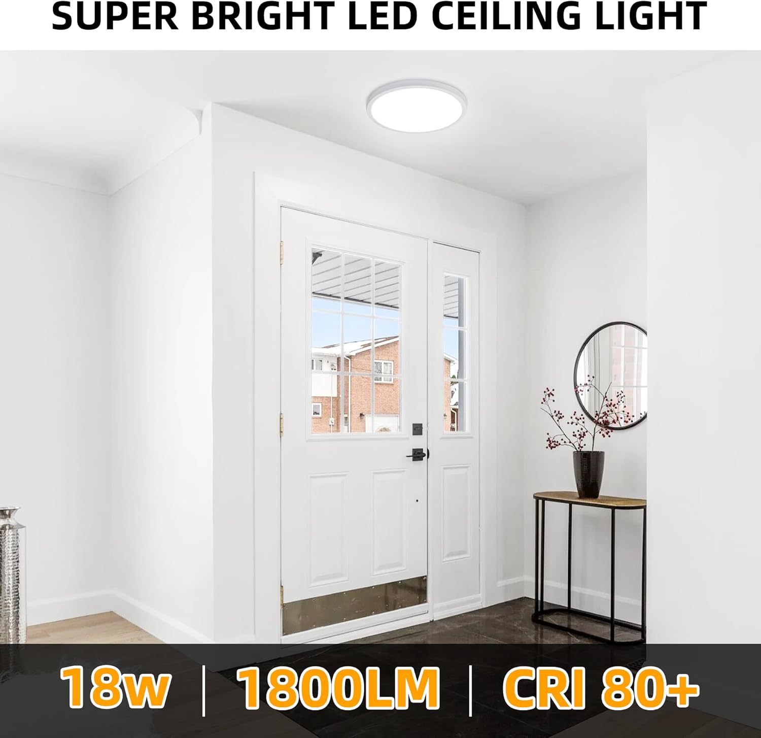 Hlite 4pack 9 Inch Flush Mount LED Ceiling Light Fixture,18W 1800LM Super Slim Light Fixtures Ceiling Mount 3000K/4000K/5000K 3CCT Selectable,Light Fixtures for Kitchen,Bedroom (White)