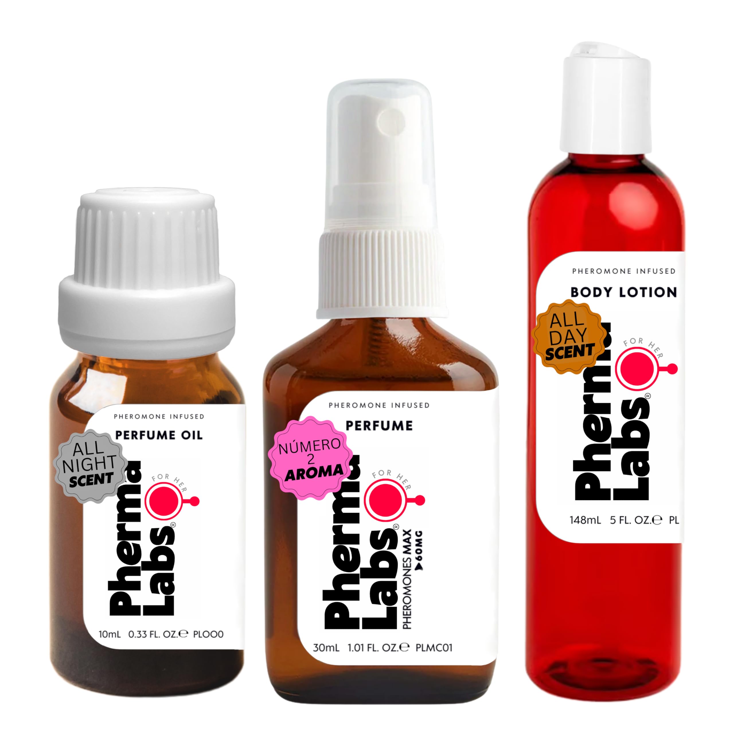 PHERMALABS Pheromone Perfume Gift Bundle: Perfume, Body Oil and Body Lotion (3 items) - for Her [Attract Men]