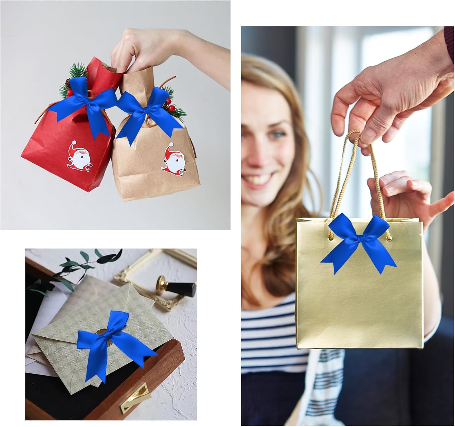 50 Counts Royal Blue Twist Tie Bows 3.1" Pre-Tied Satin Ribbon Bow Decor Mini Twist Tie Bows for Gift Wrapping Treat Bags Cake Bridal Baby Shower Birthday Party Favors Wedding Decorations - Image 6