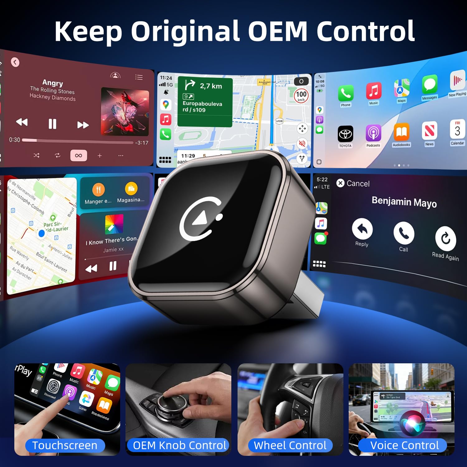 2026 Upgraded Wireless CarPlay Adapter UK , Convert Wired to Wireless CarPlay&Android Auto,Compatible with iPhone iOS 10+ & Android 11+, Mini USB Design,Auto Connect Fast and Stable,Plug and Play — view 6