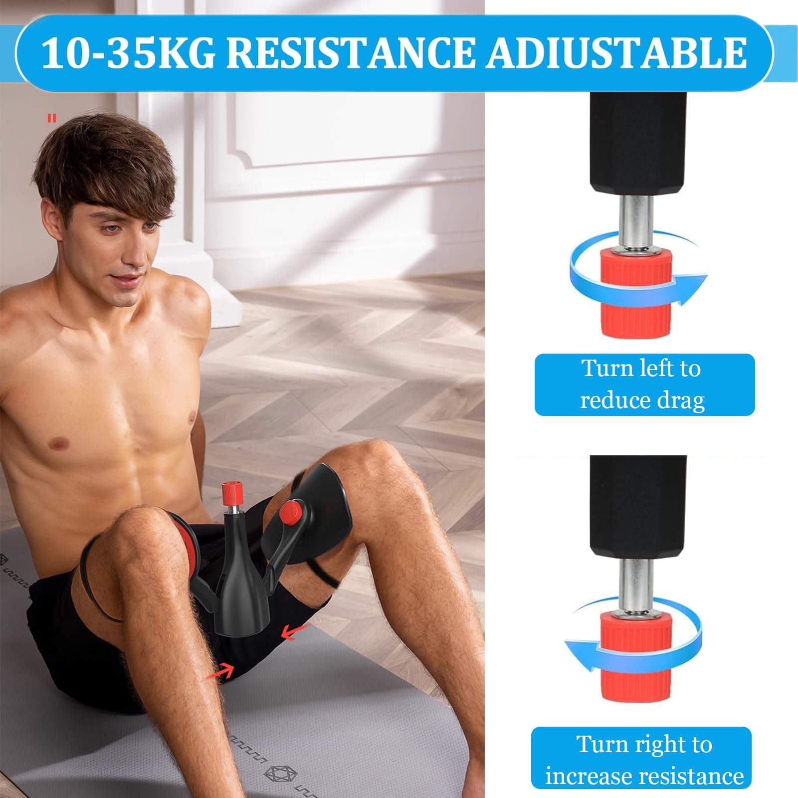 Entrenador Muscular de Suelo Pélvico para Hombres, Reparador Pélvico Multifuncional para Piernas con Contador, Ejercitador Muscular de Muslos Ajustable 360°
