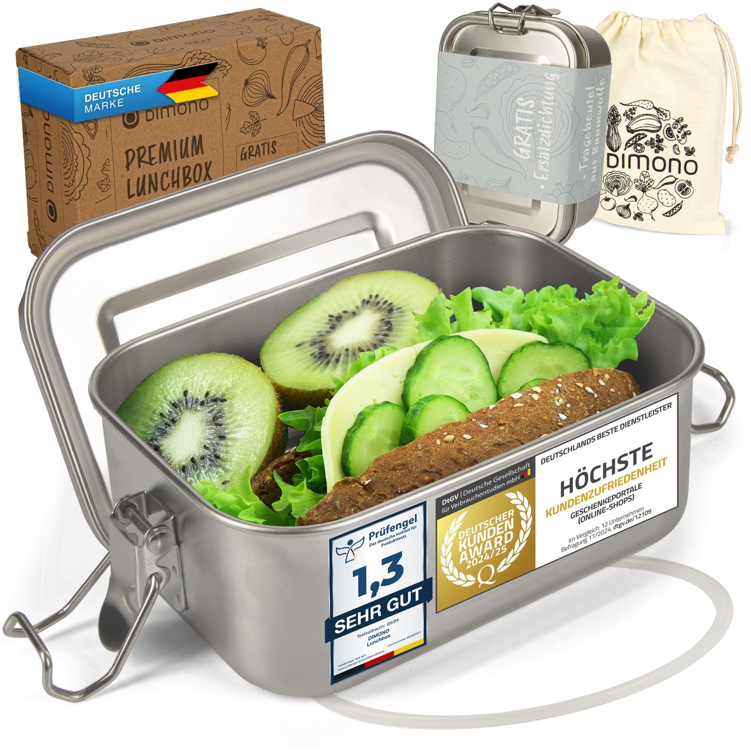 Dimono® Lunch Box Leak-Proof bento Box Stainless Steel Lunch Box; Waterproof Sustainable Box with compartments & Seals (a: 550 ml)