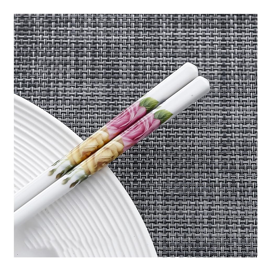 Copchette en Porcelaine Cadeau de Fleur, 10 Paires Baguettes Chinoises en os de Chine, Baguettes Premium réutilisables, Lave-Vaisselle à Haute résistance à températu I