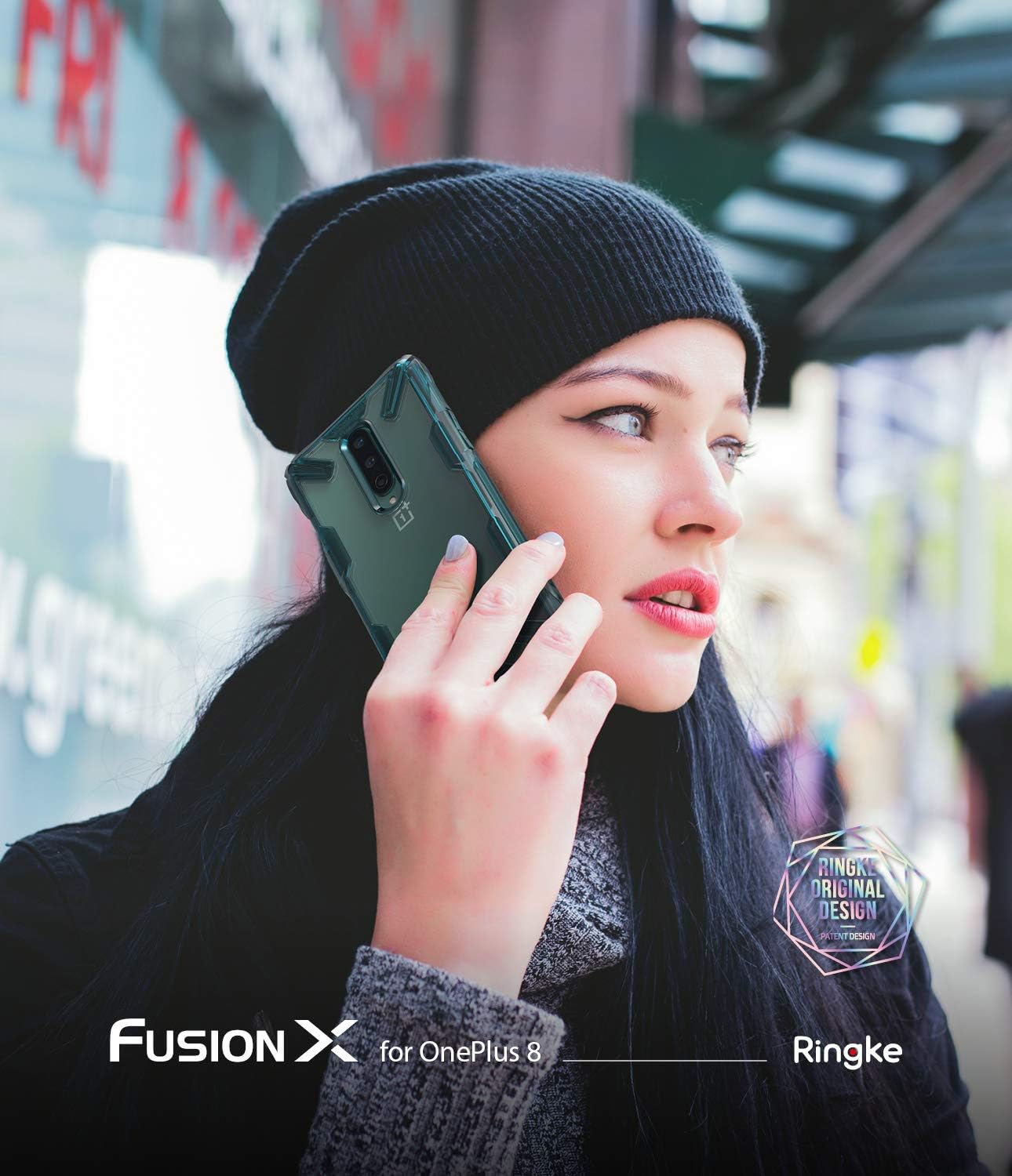 Ringke Fusion-X Compatible with OnePlus 8 Case Cover, Clear Hard PC Back Shockproof Heavy Duty TPU Bumper Phone Case for OnePlus 8 - Turquoise Green