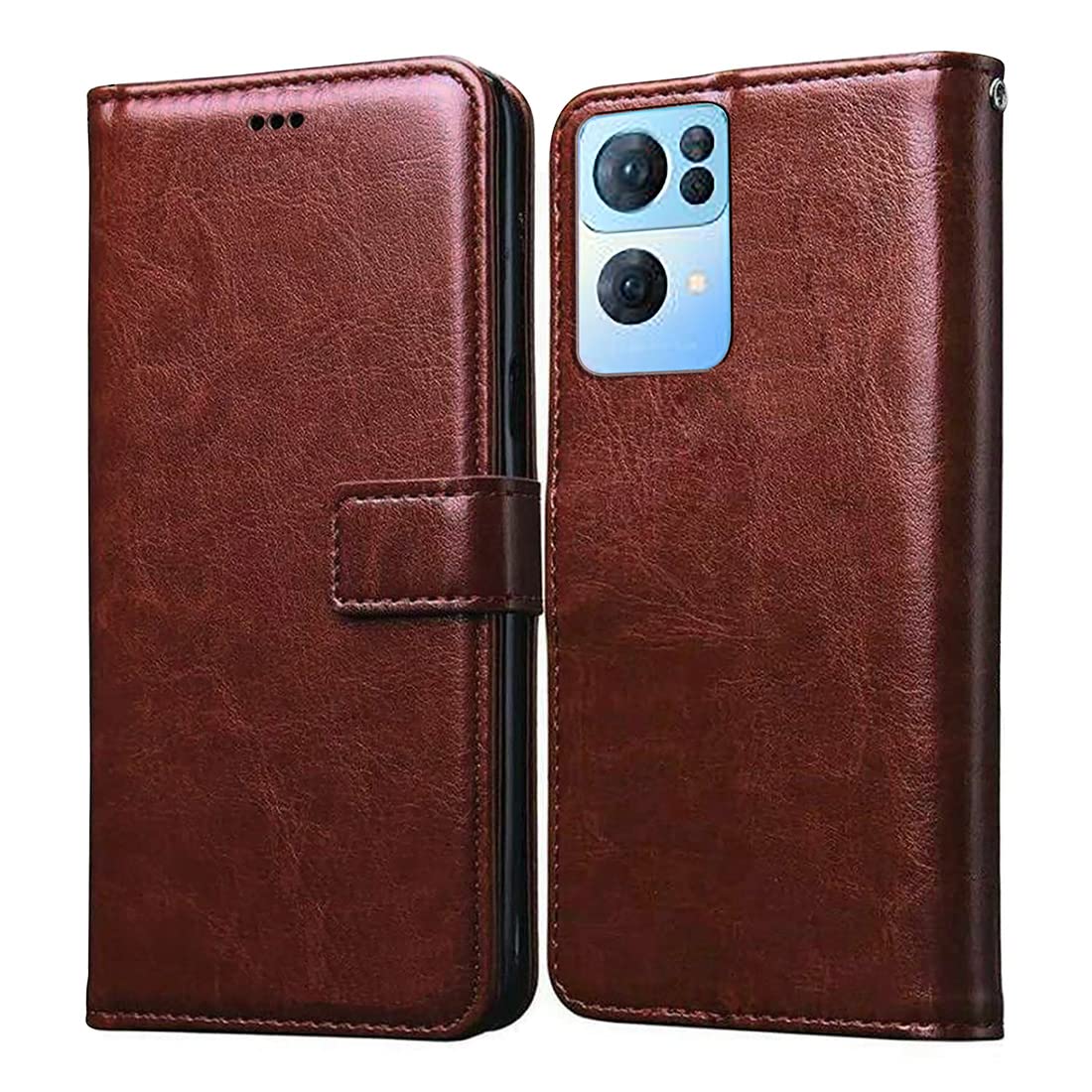 Casotec Flip Cover for Oppo Reno7 Pro 5G | Premium Leather Finish | Inbuilt Pockets & Stand | Flip Case for Oppo Reno7 Pro 5G (Brown) (B09WKDYGGT) Amazon Price History, Amazon Price Tracker