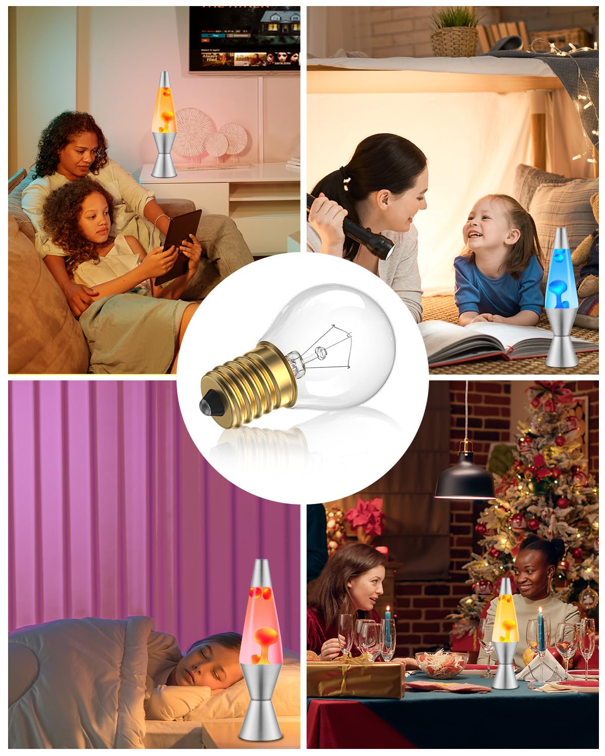 Bombilla de lava de 25 W, base S11 E17, 25 W 120 V para lámpara de lava de 14.5 pulgadas, bombillas regulables, bombillas base E17, paquete de 2 unidades 6