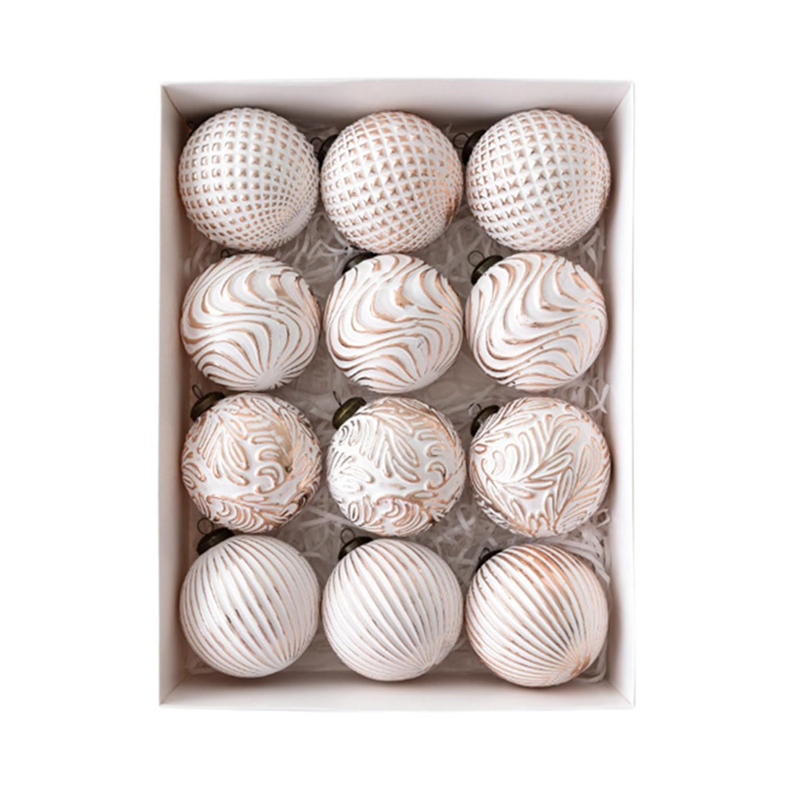 12Pcs Glittering Christmas Ball Baubles Ornament Shatterproof Tree Hangings Decorations For Winter Holiday Ball Pack