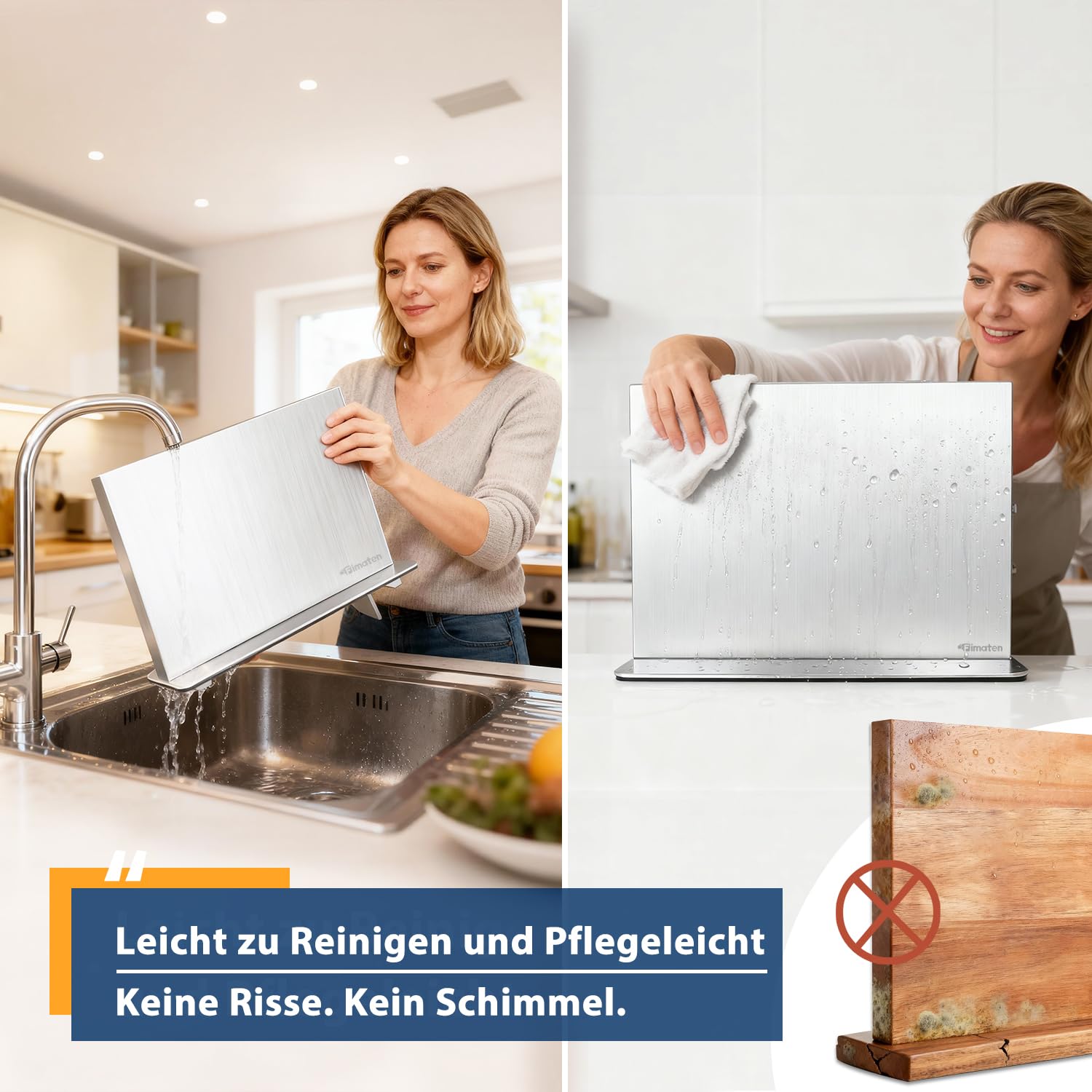 Messerblock Magnetisch ohne Messer, Magnet Messerblock aus Edelstahl, Doppelseitig Magnetischer Messerhalter, Unbestückt Messerblöcke Universal Magnetic Knife Block für Küchenmesser, 30x21,5cm