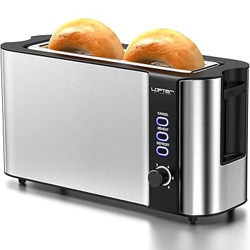 Long Slot Toaster, 2 Slice Toaster Best Rated Prime with Warming Rack, 1.7' Extra Wide Slots Stainless St