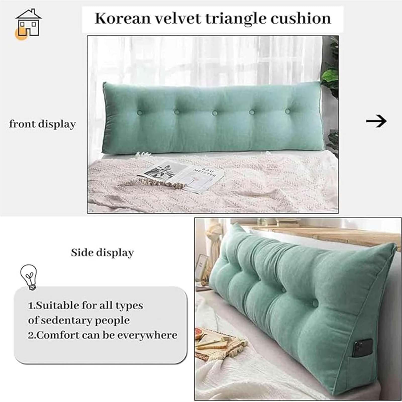 Almohada de lectura triangular grande, cojín de cuña de apoyo para cabecero de cama y sofá, almohada de respaldo lumbar suave, cojín de posicionamiento de 200 x 50 x 20 cm, perfecto para comodidad y