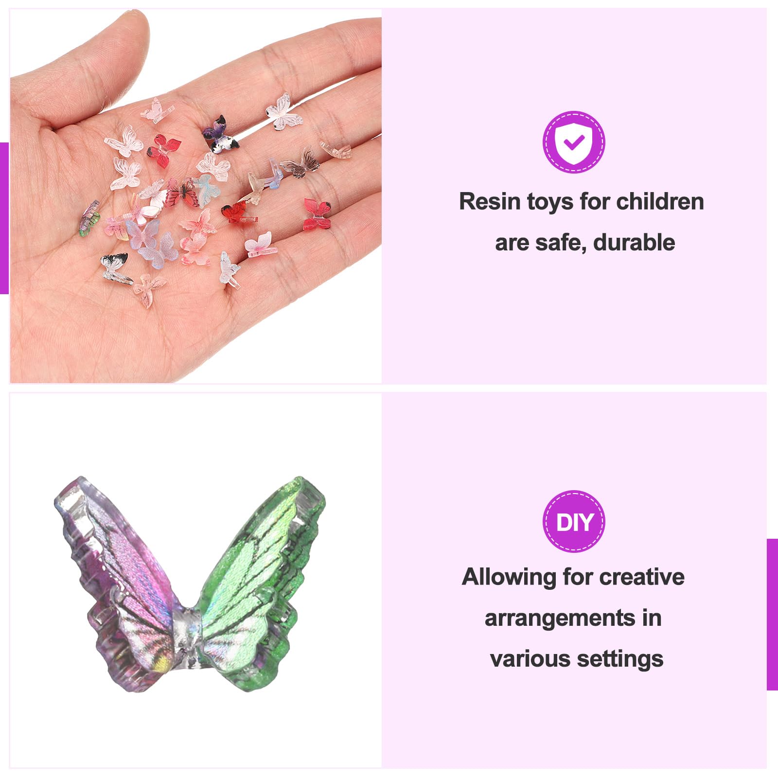 CoCud Mini Resin Butterflies, 8mm Length, Resin Miniature Dollhouse Accessories Teal - Image 4
