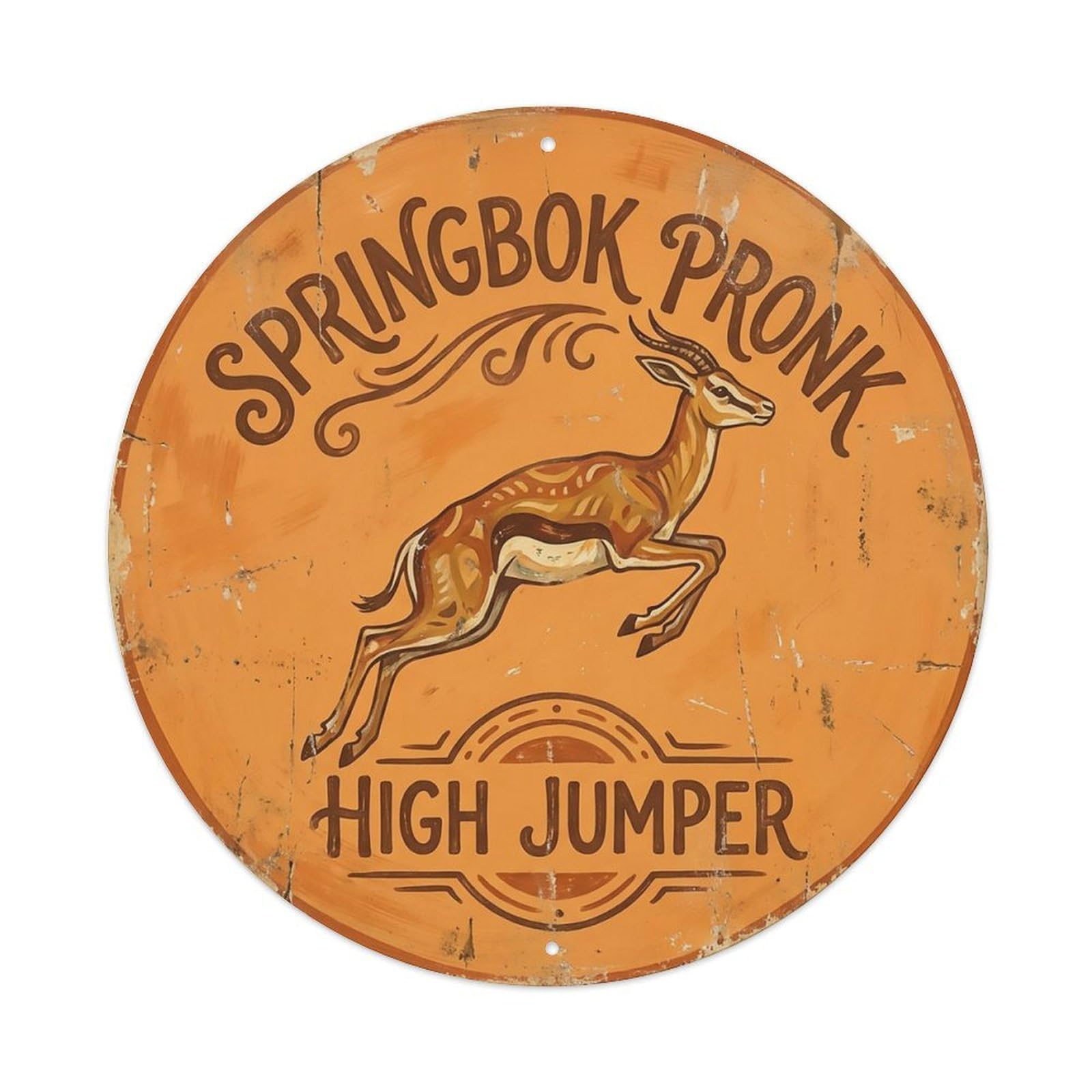 Cxhjca 8X8inch(20X20cm) Springbok Pronk High Jumper Metal Tin Sign