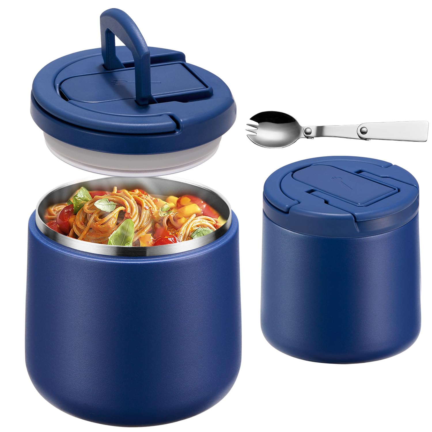 20oz Insulated Vacuum Food Jar with Buckle Lid,Soup Thermo for Hot Food Kids,Wide Mouth L…