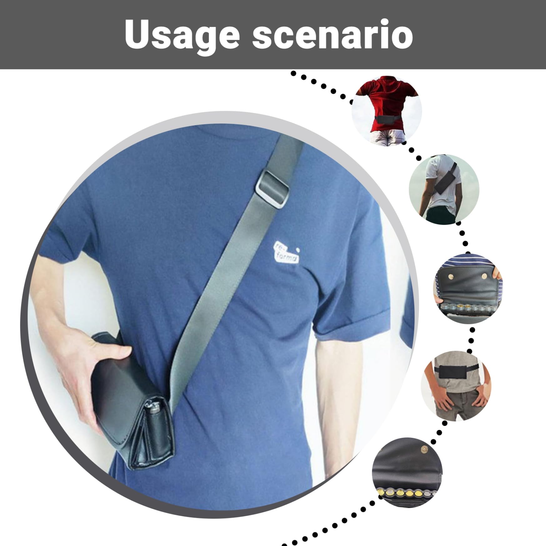 Organiseur de pièces de Monnaie, Sac Banane pour Vendeur Billets et Distributeur pièces Monnaie avec Ceinture réglable pour Serveuse, Serveur, collecteur, Changement Caisse