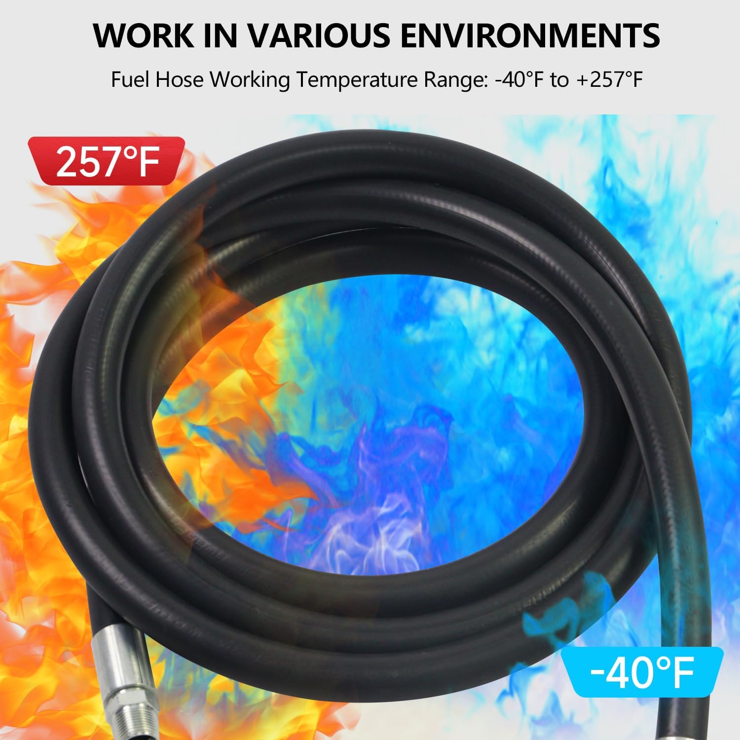 1"X 13.1FT Fuel Transfer Hose,Inlet 1" NPT & Outlet 1" NPT Fittings 1 Inch ID Fuel Hose for Dispensing Diesel Gasoline Kerosene Biodiesel Oil