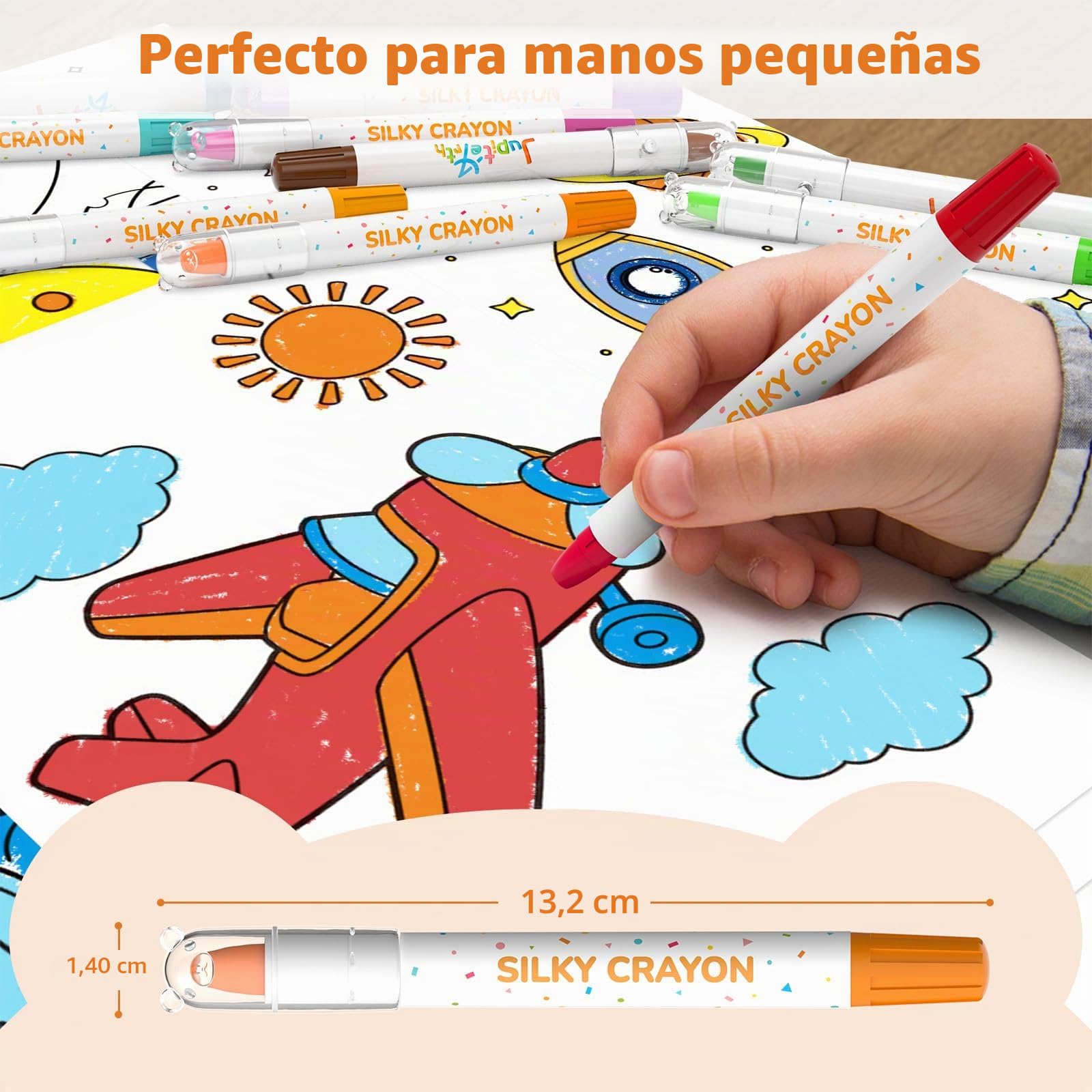 JUPITEARTH 36 crayones de colores para niños pequeños de 1 a 3 años y niños de 4 a 8 años, crayones lavables no tóxicos de 2 a 4, suministros de arte ultra sedosos de fácil agarre, regalo ideal para