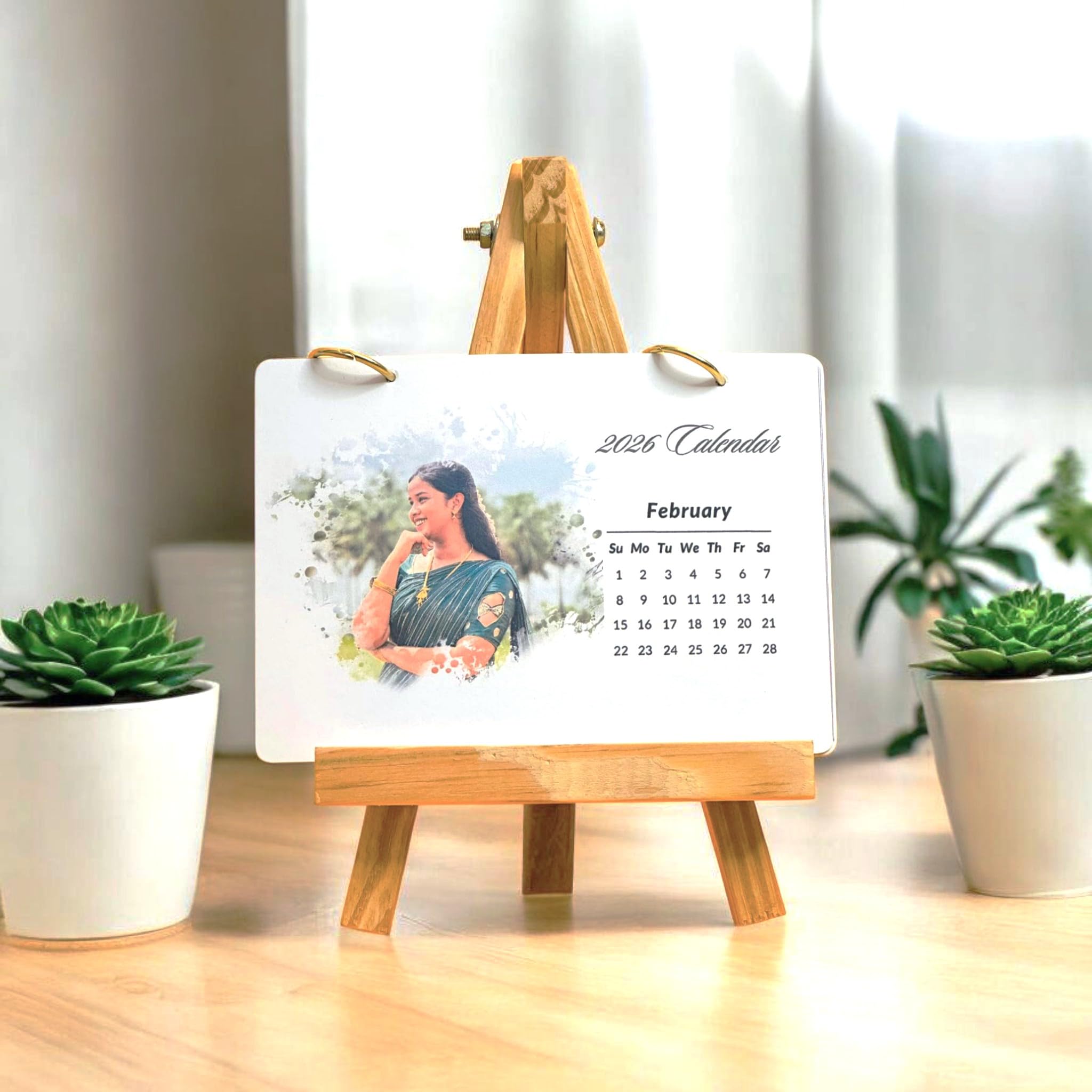 Customised Table Top Calendar (6x4 inches) with Wooden Stand | Personalised Desk Calendar with Your Photos | Perfect for Office & Home Decor-image-16