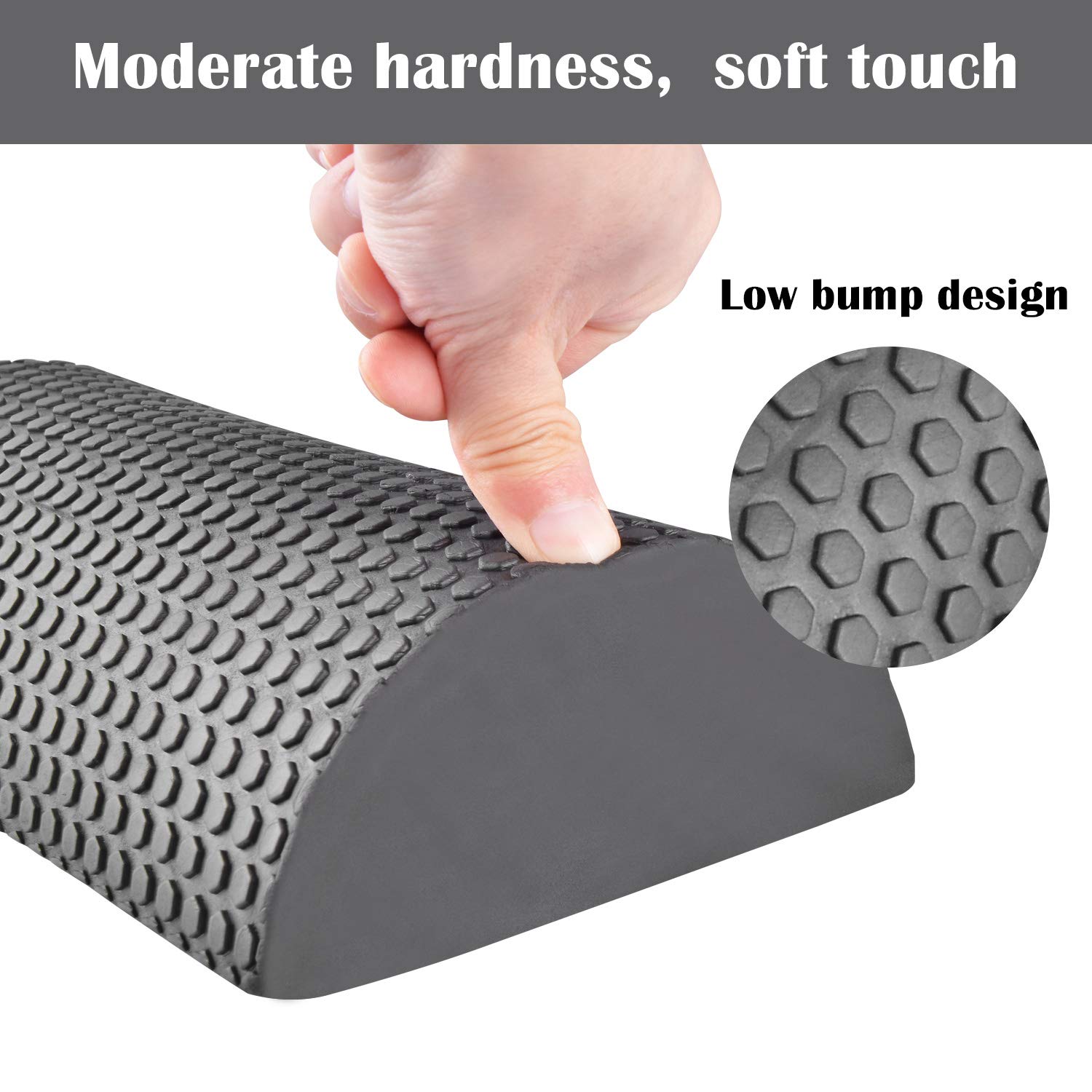 Yoassi 2 in 1 Rullo Semicircolare da Massaggio Fasciale Blocco da Esercizi di Equilibrio Nucleo, Foam Roller con Trigger Point per Allenamento delle Fasce Muscolari Schienale Esercizi Yoga Pilates