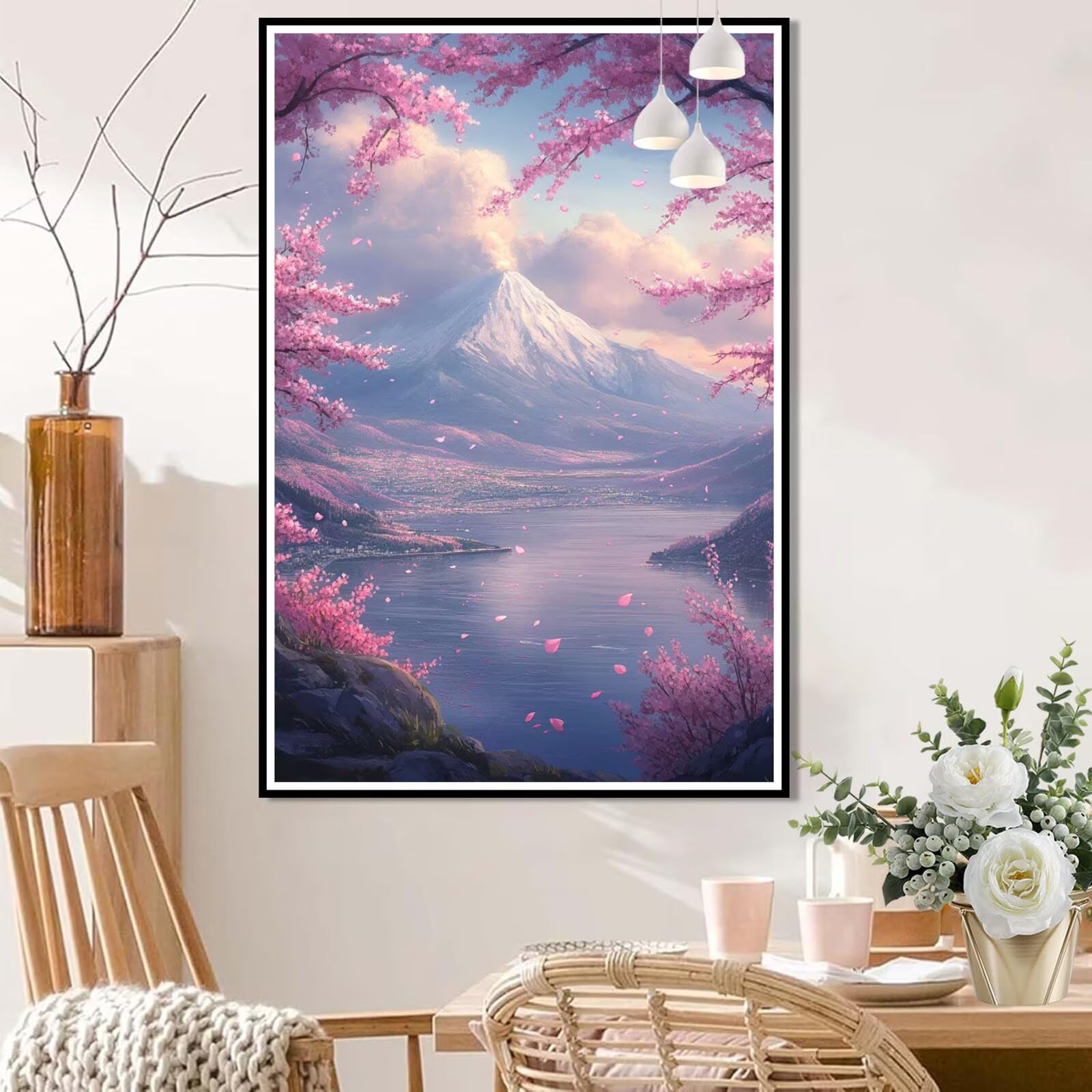 NEWENMO Malen Nach Zahlen Kirschblüte - DIY Ölgemälde Set 40x50cm