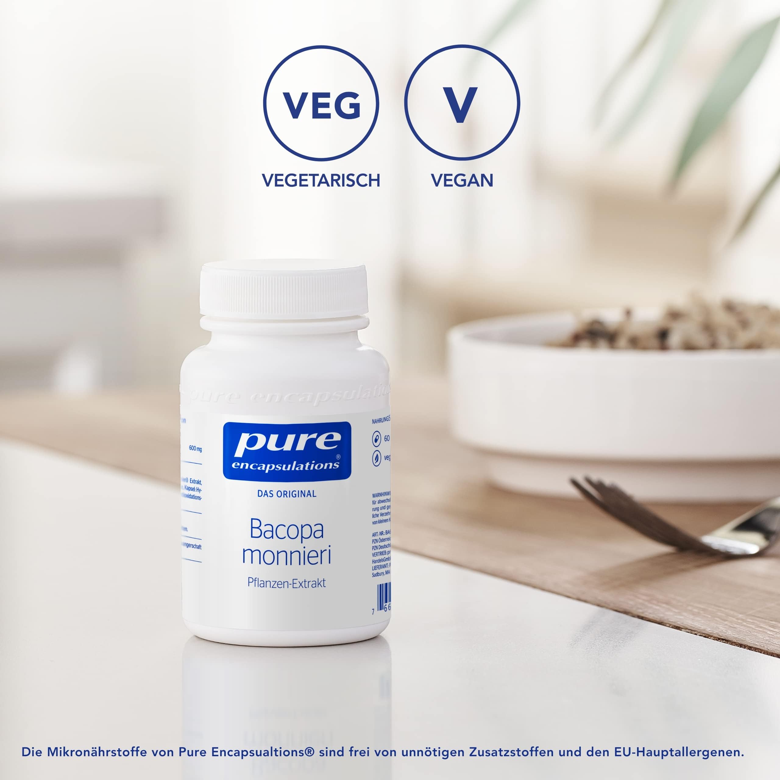 Pure Encapsulations - Bacopa Monnieri Kapseln – Pflanzen-Extrakt, Standardisiert auf 20% Bacoside – 60 Kapseln