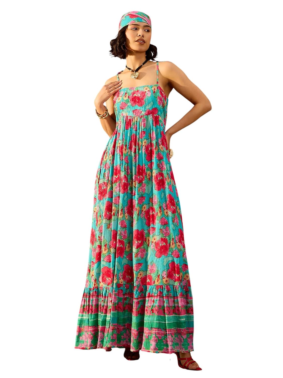 Pink Paprika by Sassafras Women's Rayon Crinkle Fit and Flare Maxi Casual Dress - Review, Price and Buying Guide