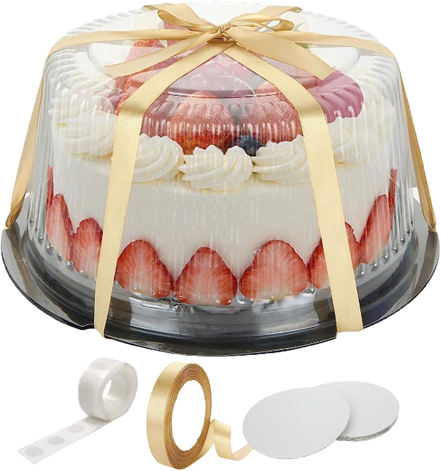 QTLCOHD 10 Pcs 10 Inch Disposable Plastic Cake Container