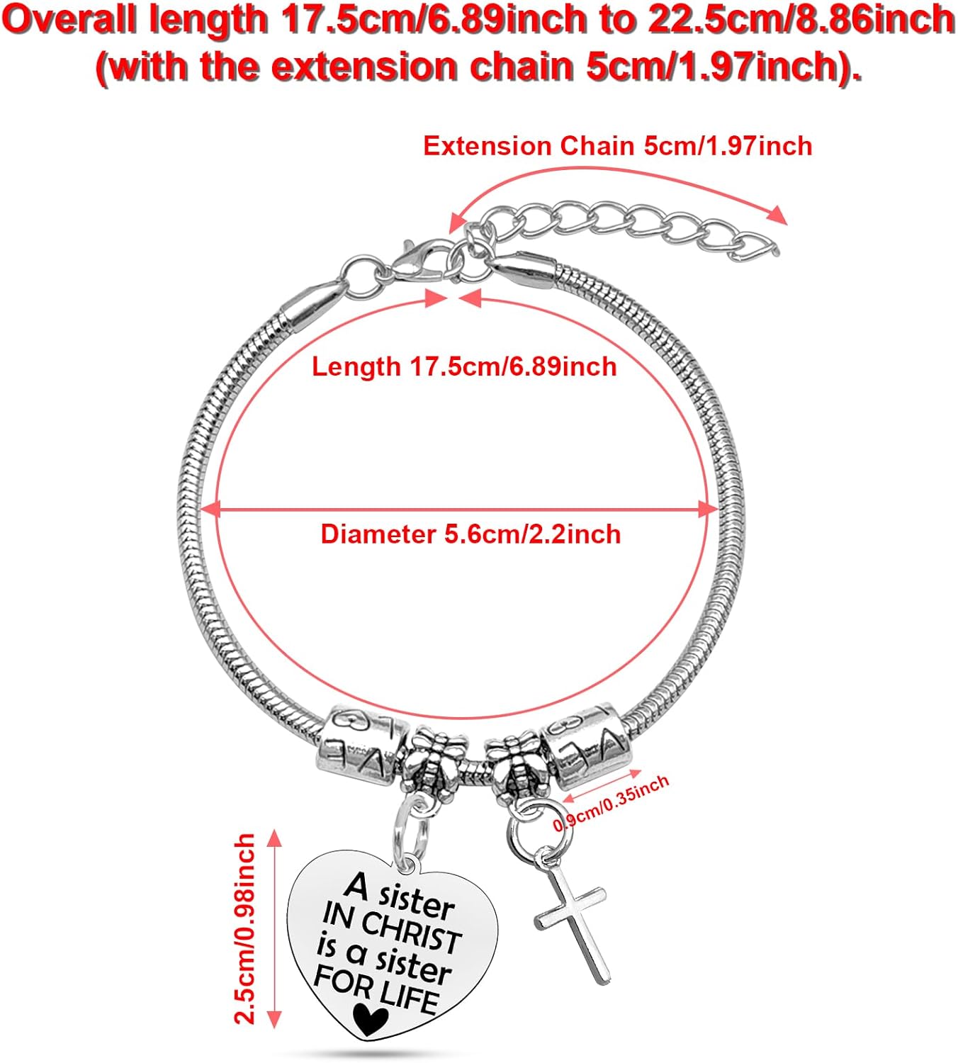 Christian Bracelet for Sister Birthday Gift from Brother Stainless Steel Bracelet Christian Religious Gift for Sister Bracelets Inspirational Encouragement Gifts for Women Christmas Birthday Gifts - Image 4