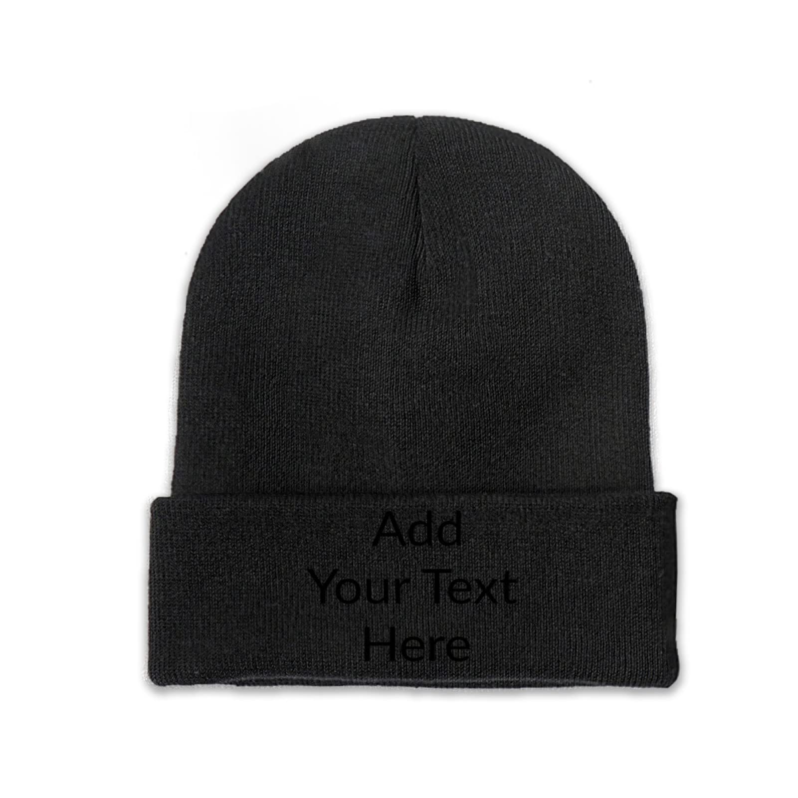 Miujonvy Unisex Black 0 Custom Beanie Slouch Black Beanie Add Your Text Here Knitted Hats
