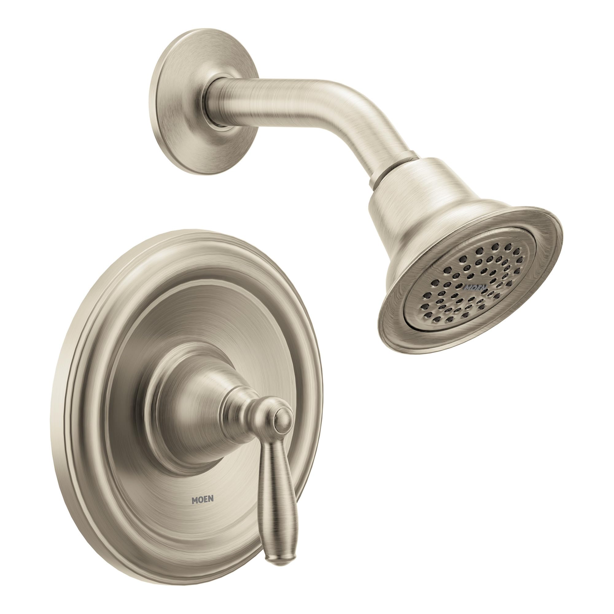 Moen Brantford Brushed Nickel Posi-Temp Pressure Balancing Shower Trim Kit with Shower Head and Lever Handle, Valve Required, T2152BN