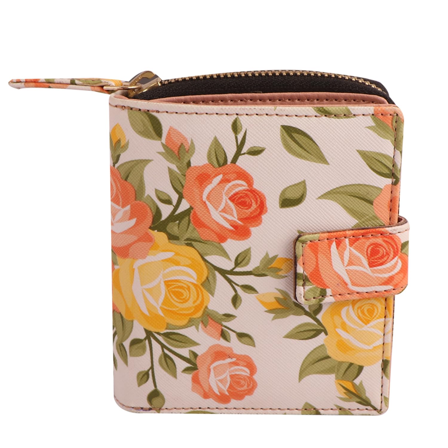 Women’s Floral Printed Wallet – Vegan Leather Small Zip Purse | Slim Card Holder with Zipper | Snap Closure | Compact Travel Wallet-image-22