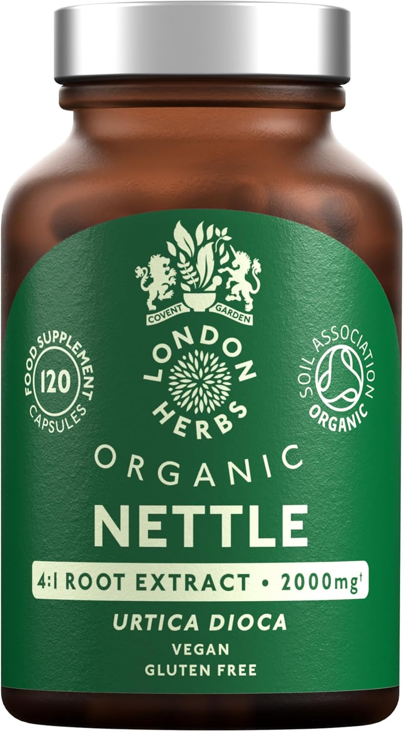 Organic Stinging Nettle Root Extract 2000mg | High Strength 4:1 Extract Stinging Nettle Supplement | 120 Vegan Capsules | Made in The UK