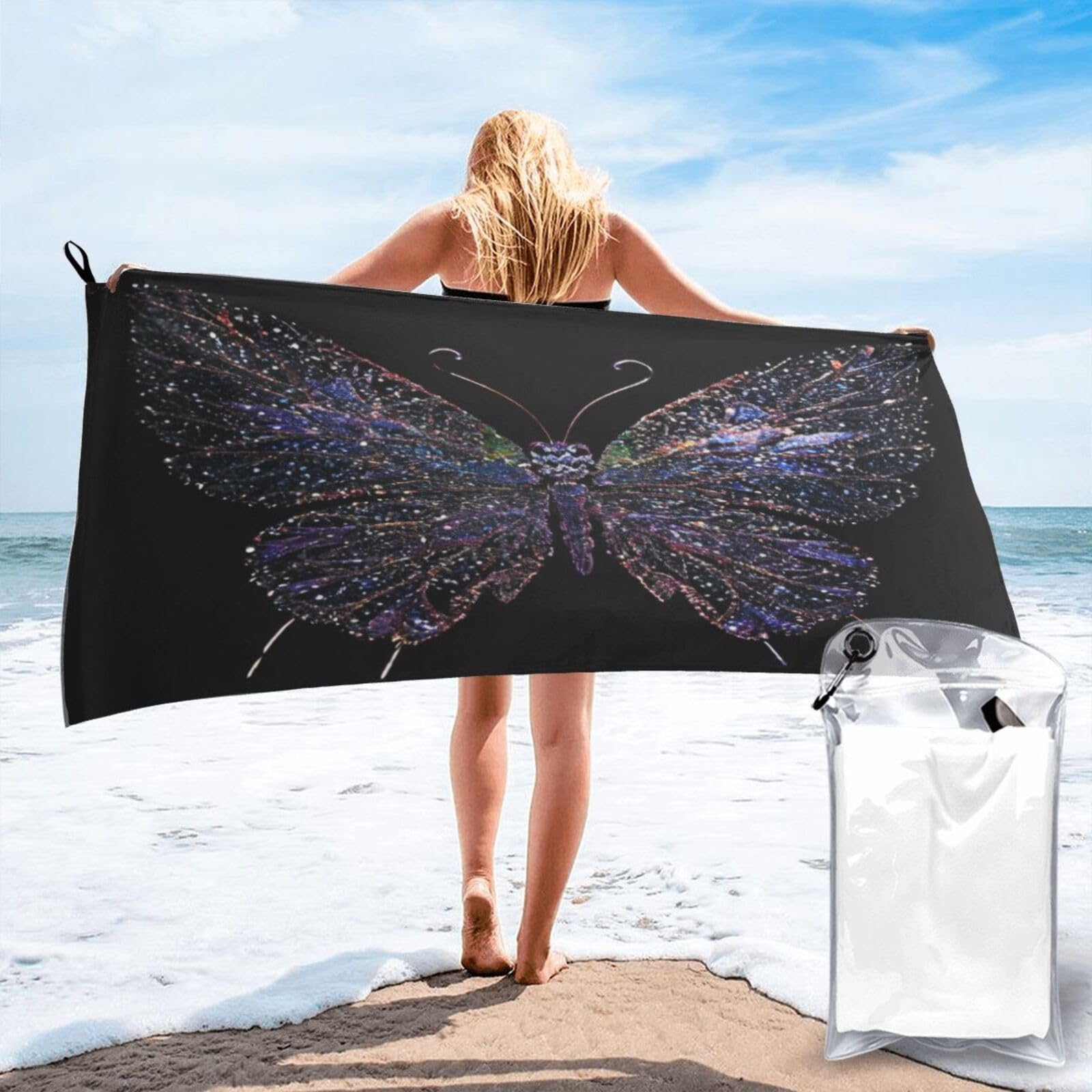 GMSGHJHDR Butterfly Microfibre Beach Towel Extra Large,Lightweight Beach Towels For Adults,Swimming Towel,Quick Dry,Oversized 160 X 80cm, Travel Towels For Beach Travel Camping