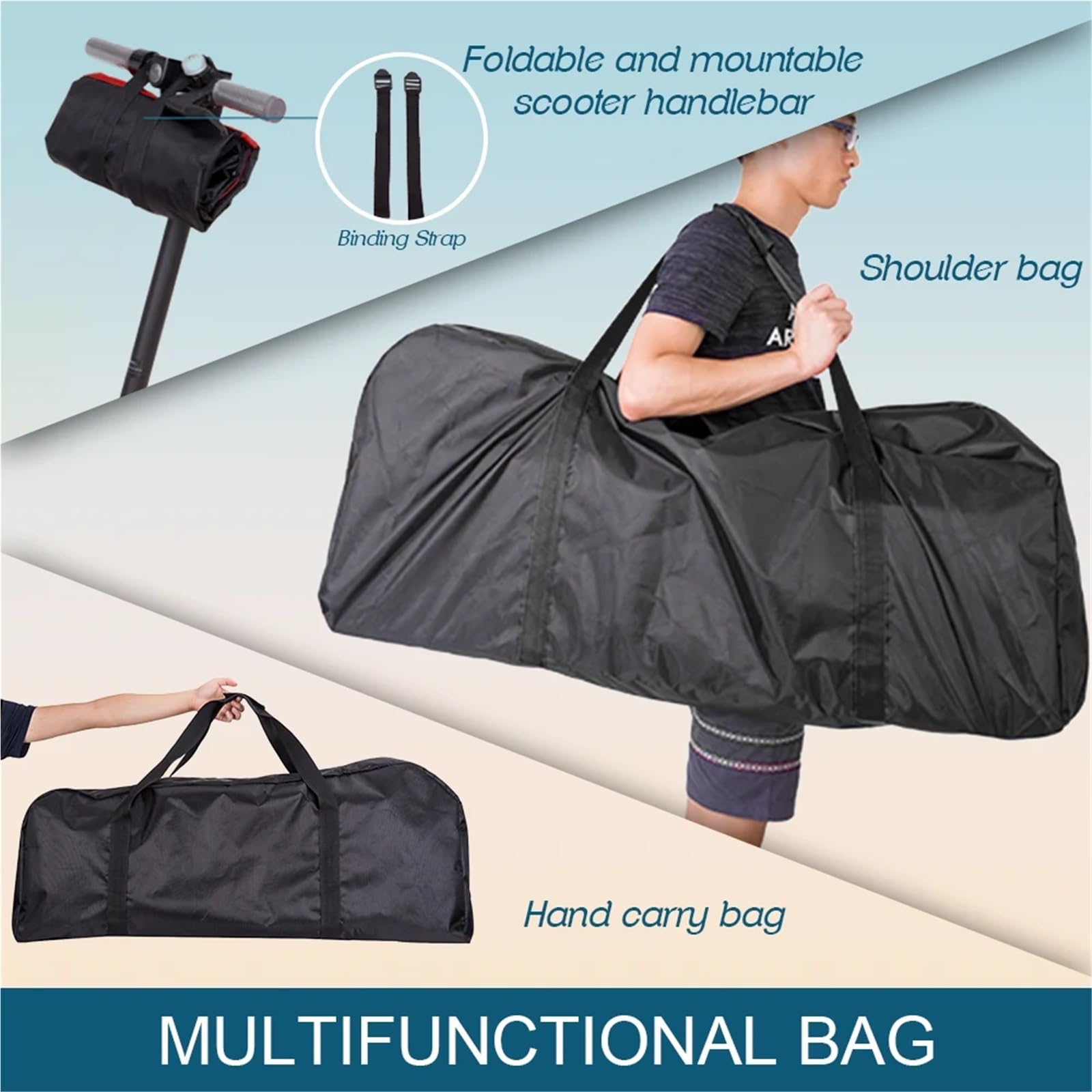 Bolsa Patinete Electrico Bolsa de Transporte portátil e Impermeable for Patinete eléctrico M365 ES2 ES3 ES4, Plegable(Black)