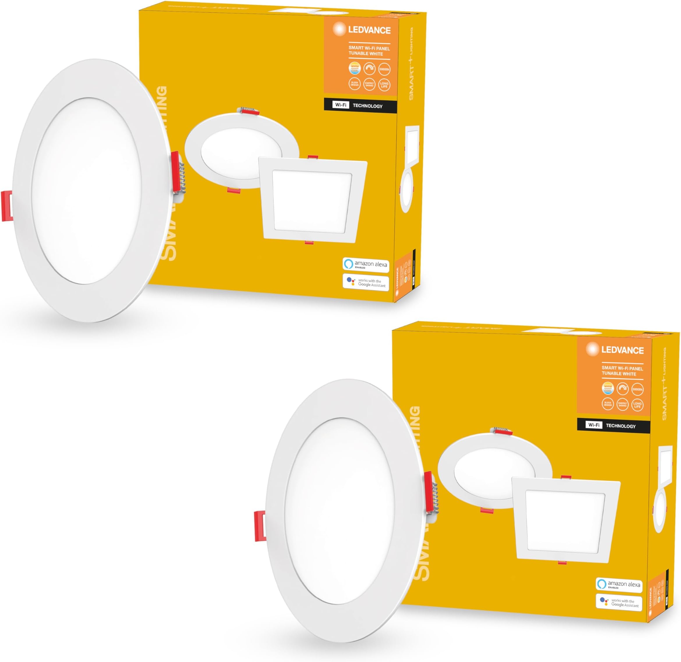 LEDVANCE Smart Wi-Fi 15W LED Round Panel | Tunable White | Dimmable | Pre-Set Modes | Aluminium Body | Compatible with Amazon Alexa and Google Assistant | Suitable for Indoor use | Pack of 2
