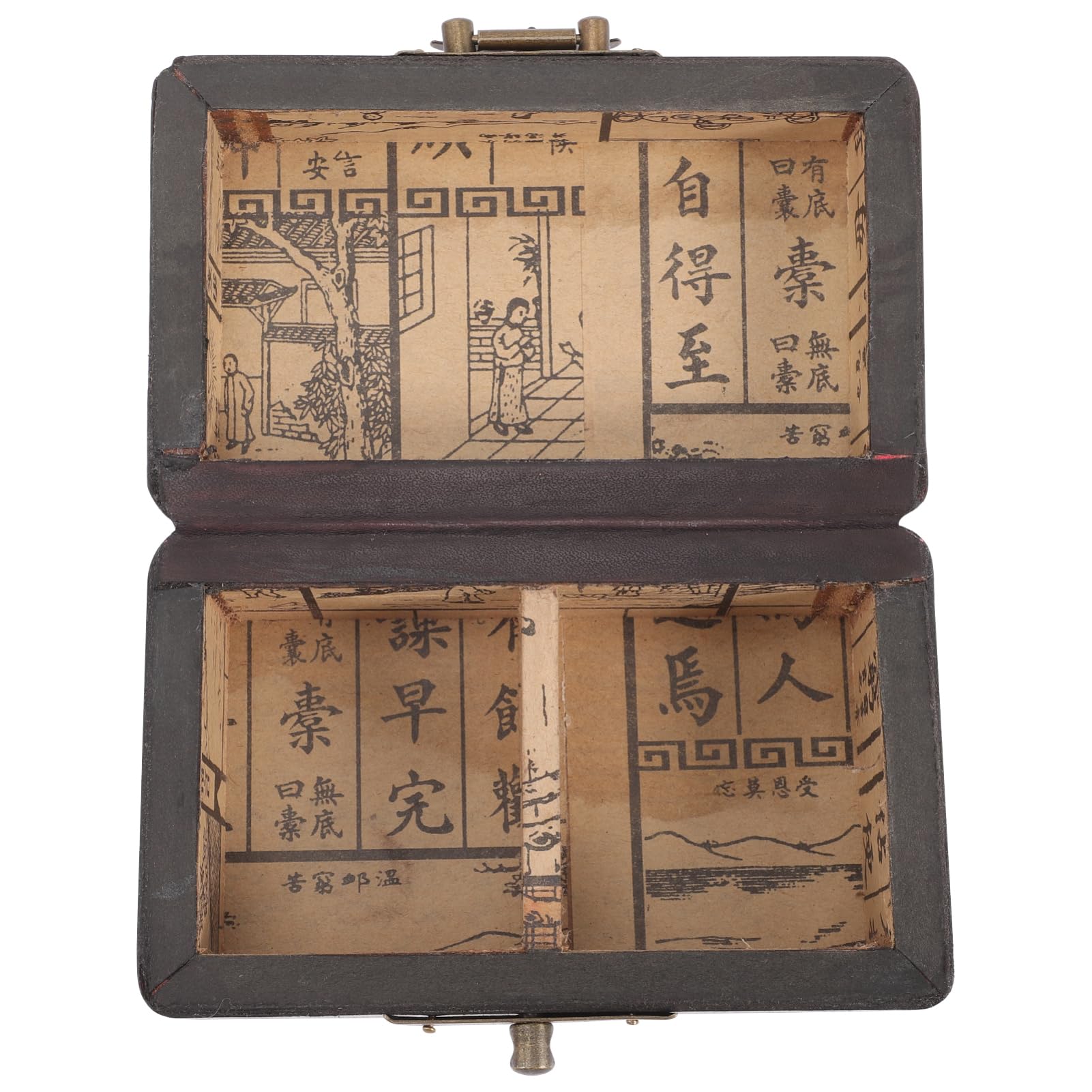 MWTSYSQ Ornament Lockable Vintage Jewelry Box Wooden Organizer Necklace Earrings Storage Case Compact Design Living Room Office Ornament
