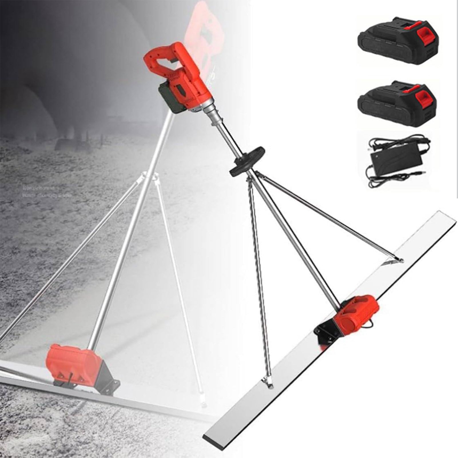 Massetto per Calcestruzzo, Vibratore Elettrico per Calcestruzzo con Motore Senza Spazzole, Batteria al Litio Livellatrice Vibrante per Cemento, Livellatrice per Calcestruzzo,1.5M-2Xbattery