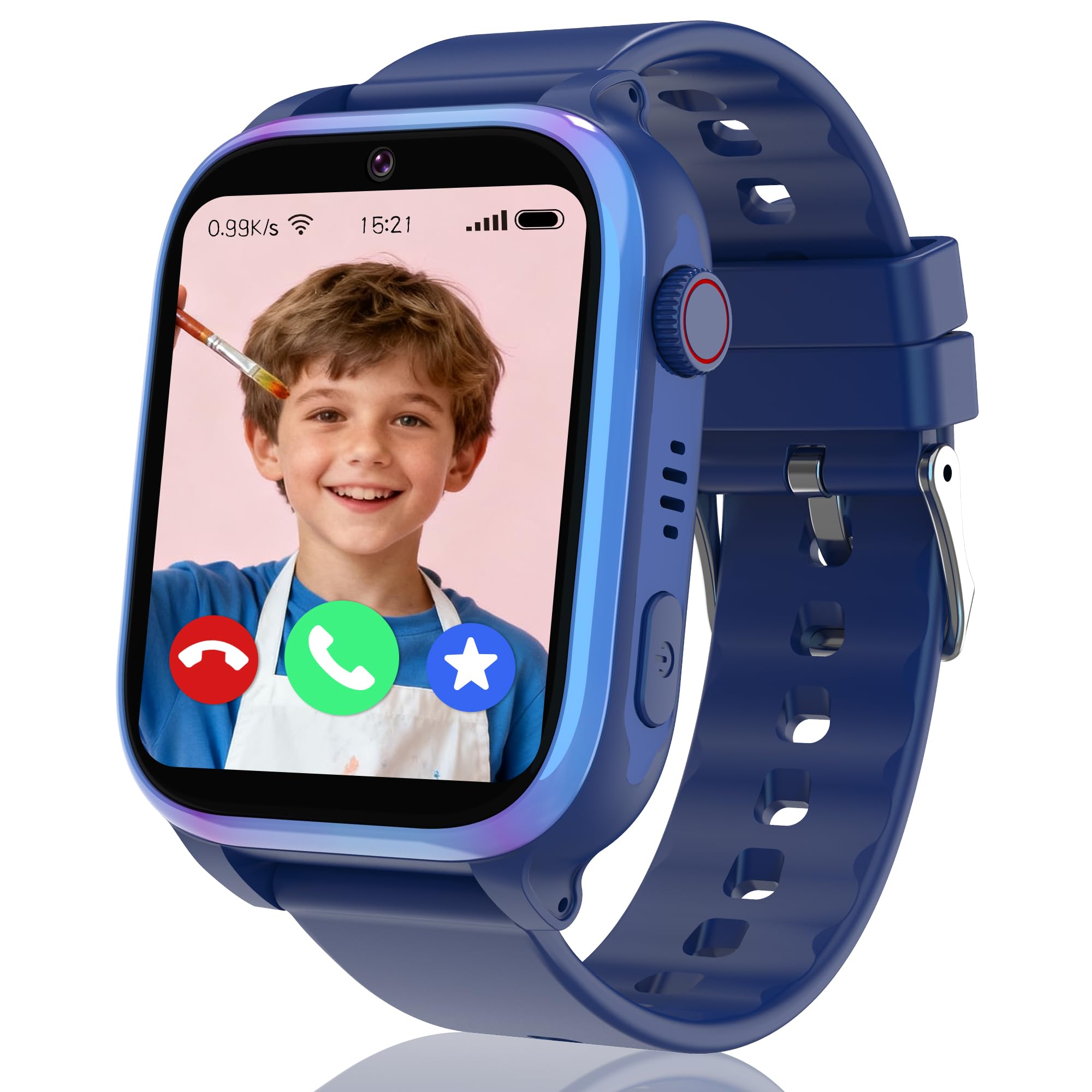 Reloj Inteligente NiƱo, 4G Smartwatch NiƱos con GPS y Llamadas, SOS, Chat de Voz, Videollamada, Modo Escuela, IP68 Impermeable, Despertador, CƔmara, Juegos, Reloj NiƱos Regalo para NiƱas y niƱos