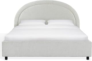 SAFAVIEH Couture Collection - Kaylilly Cream Chenille King Bed, Upholstered Arched Headboard, No Box Spring Needed, Modern Design (SFV6115A-Q)