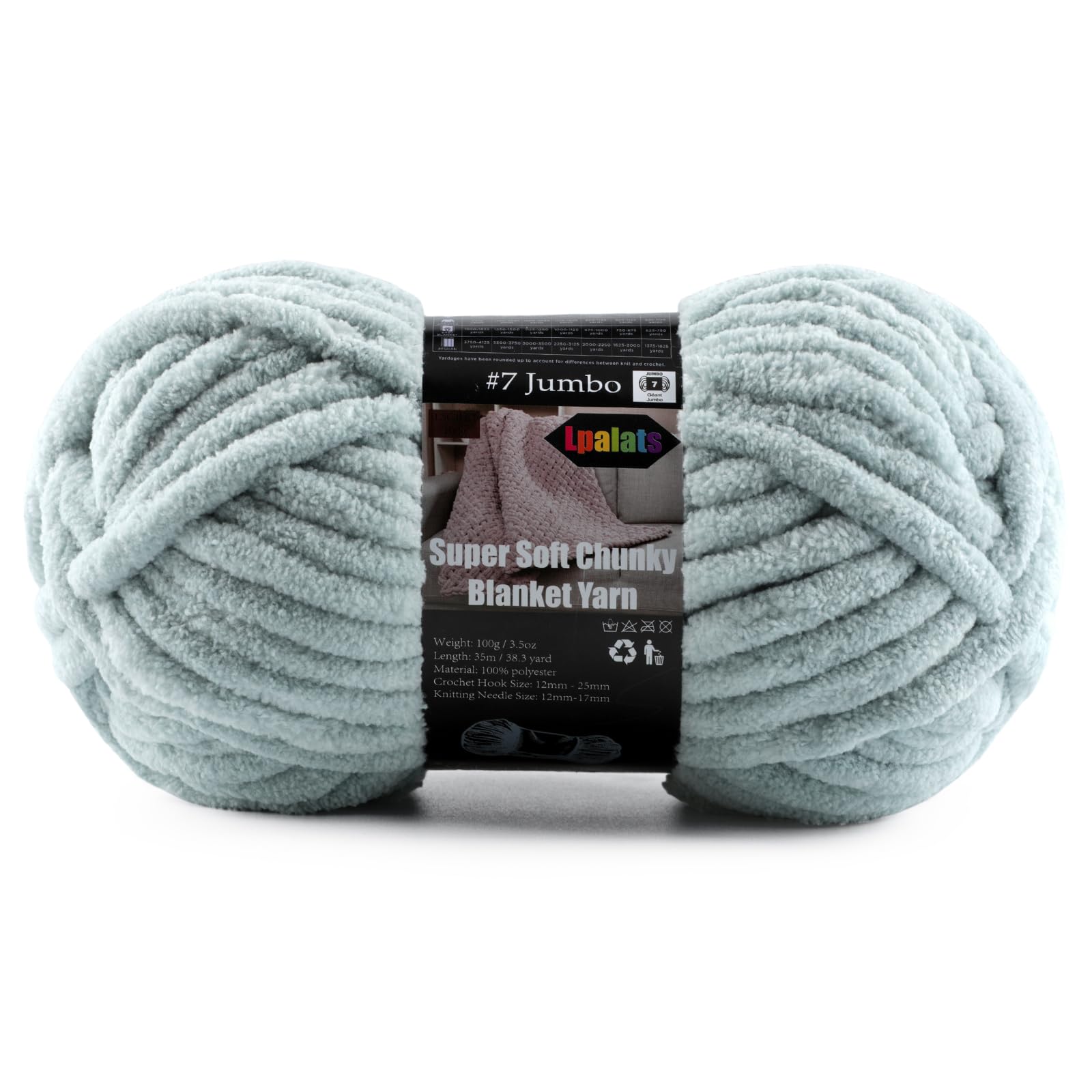 Super Soft Chunky Chenille Yarn for Crocheting &amp; Knitting - 3.52oz/38.2yd per Skein, Ultra Plush Velvet Yarn for Baby Blankets, Amigurumi &amp; Crafts, Light Gray, 1 Skein