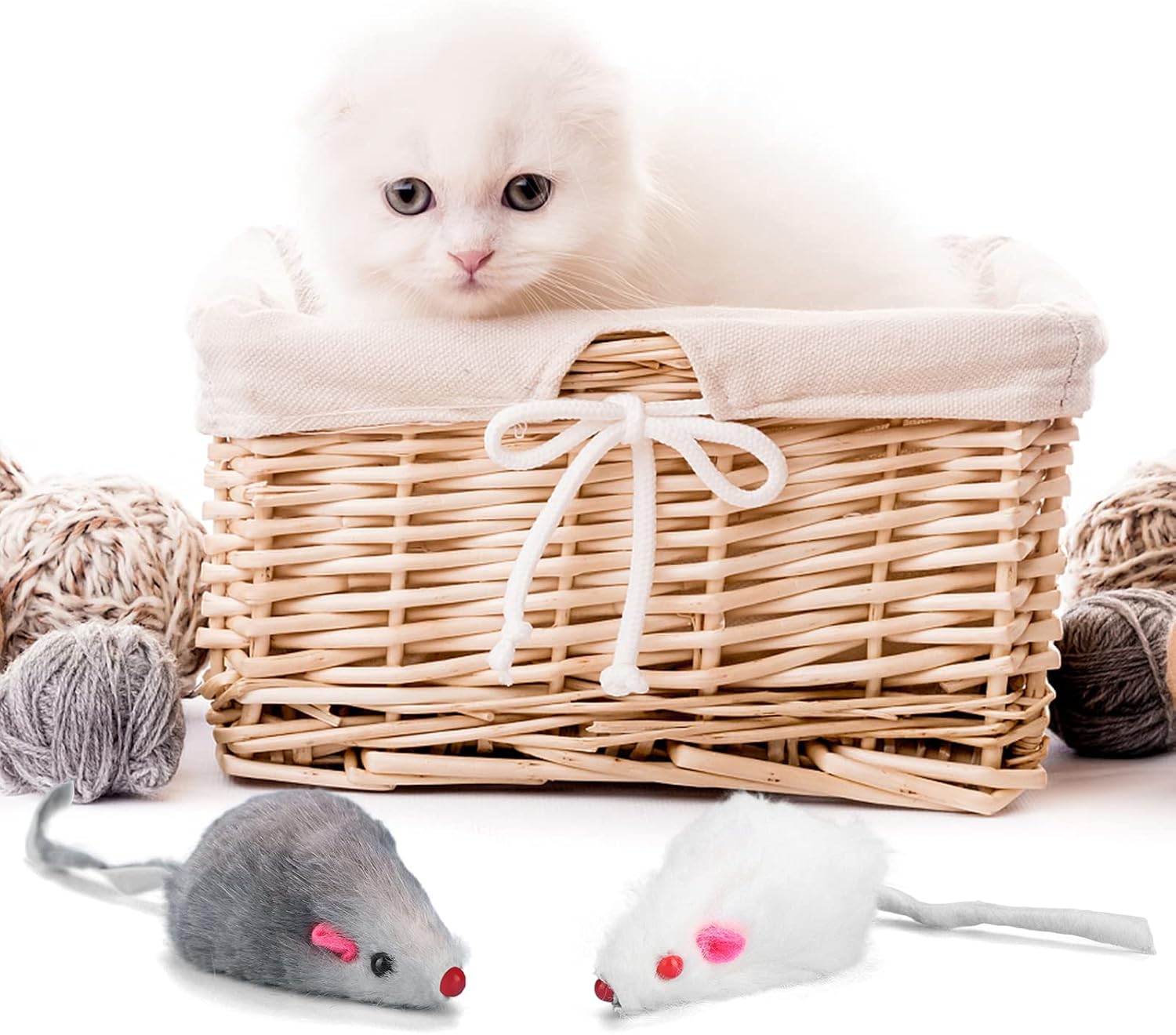 Fur Mice Cat Toy, 12Pcs Pet Cat Toy Small Plush Mouse Mini Funny Cat Toy, Real Mouse Squeaky Sound, Cat Toys