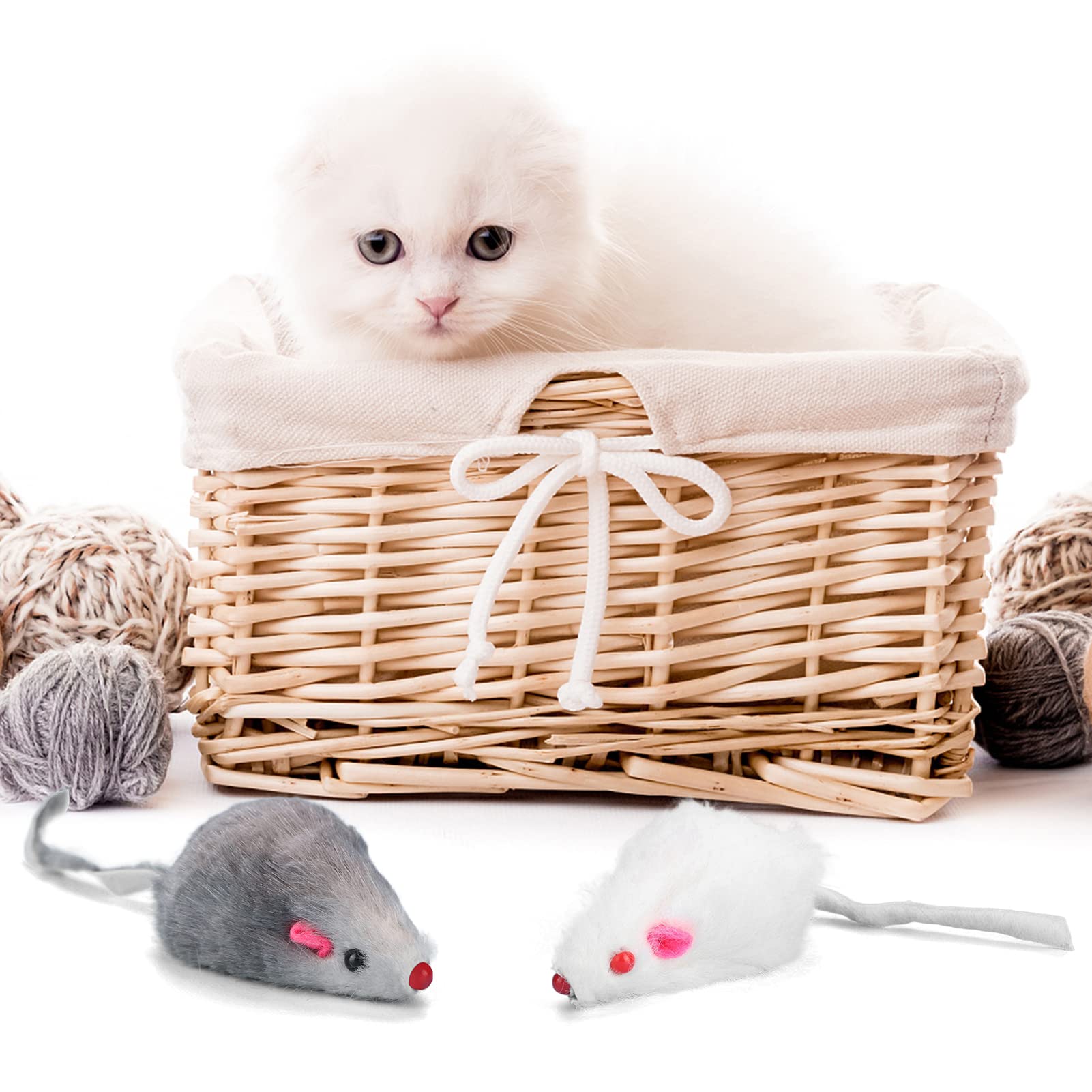 Amazon | 本物の毛皮のネズミ、12個のペットの猫のおもちゃ、小さな