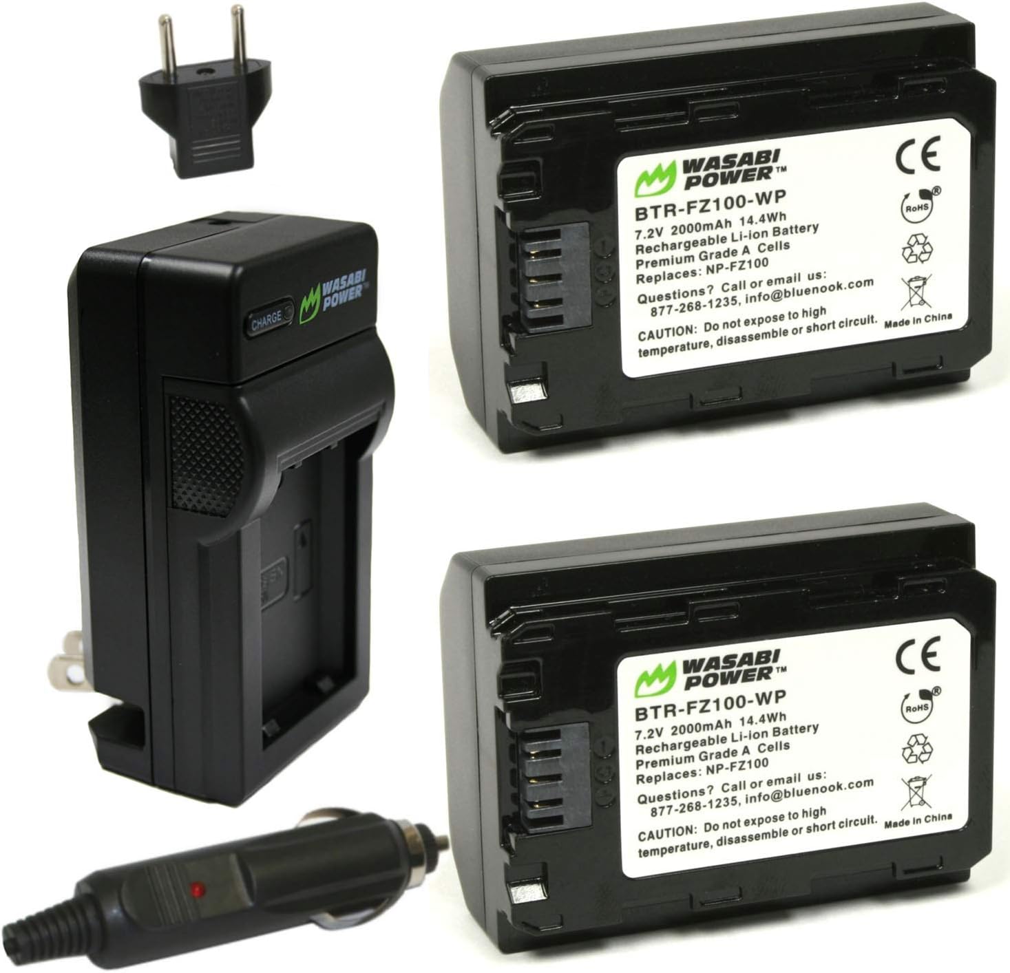 Wasabi Power NP-FZ100 2-pack Battery & Charger for Sony FX3 and more