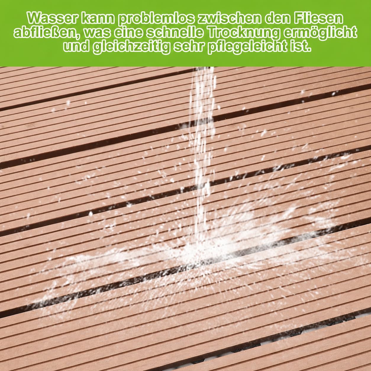 Płytki tarasowe z tworzywa sztucznego 30 x 30 x 2 cm, zestaw WPC z tworzywa sztucznego 22 x Spar na 2 m², drewniane płytki o wyglądzie drewna z drenażem, brązowe