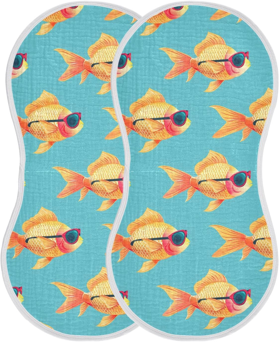 Baby Burping Cloth Super Soft,Absorbent Burp Cloths for Milk Spit Up,Funny Goldfish Sunglasses Large 22"X 11"Infant Towels,Perfect as Burp Pad,Bib,Drool Cloth or Pillow Cover