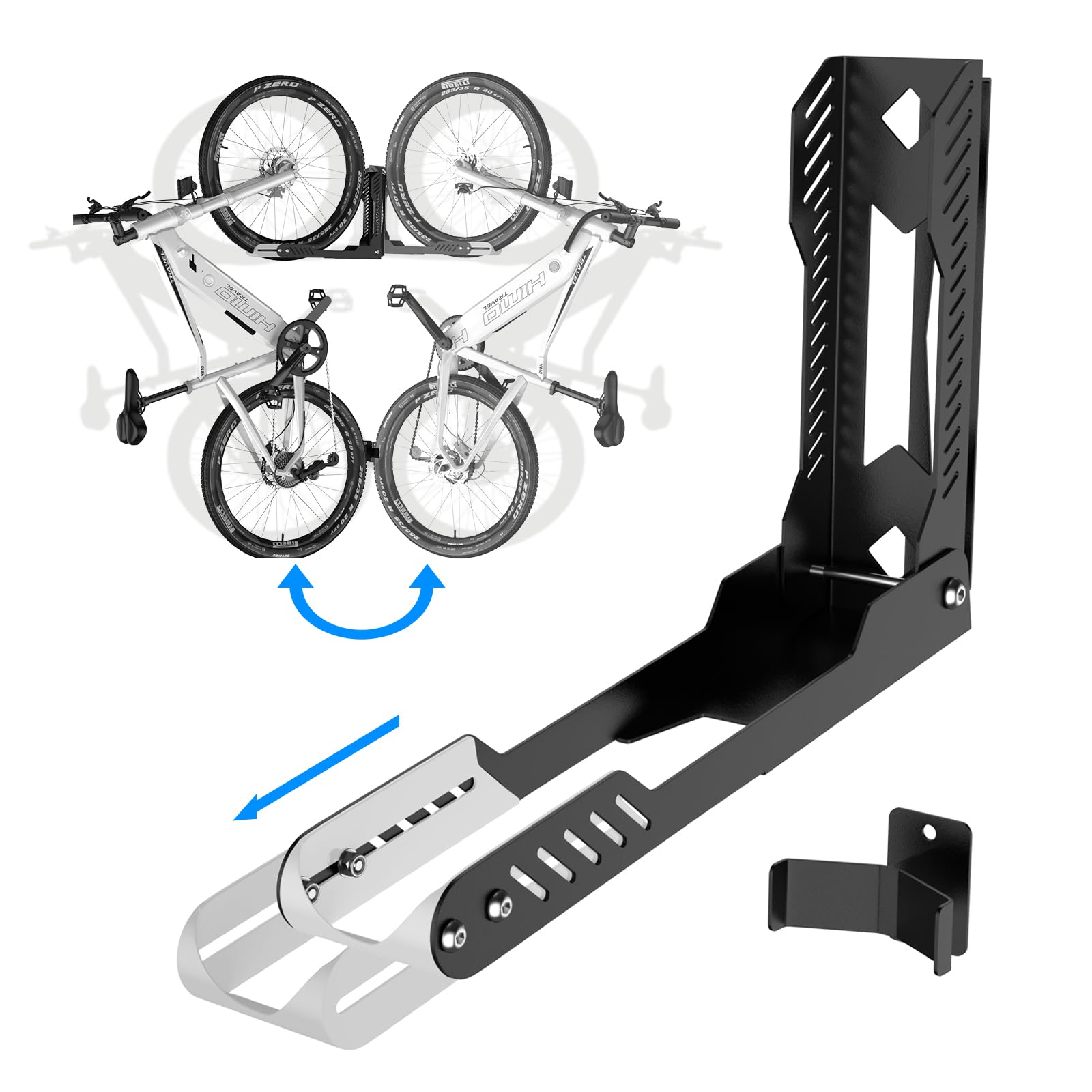 IMAYCC Obrotowy uchwyt ścienny na rower, uchwyt ścienny do rowerów MTB, rowerów i rowerów elektrycznych do 40 kg – bez podnoszenia ciężarów, stojak na rowery zajmuje mało miejsca, do garażu i piwnicy